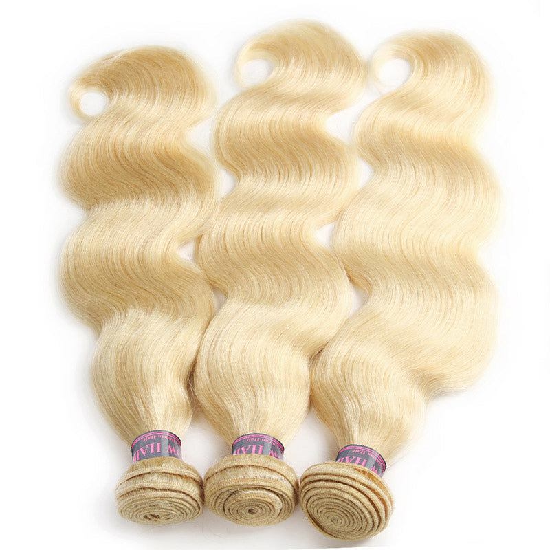 613 Blonde Body Wave Human Hair Bundles for Styling and Extensions