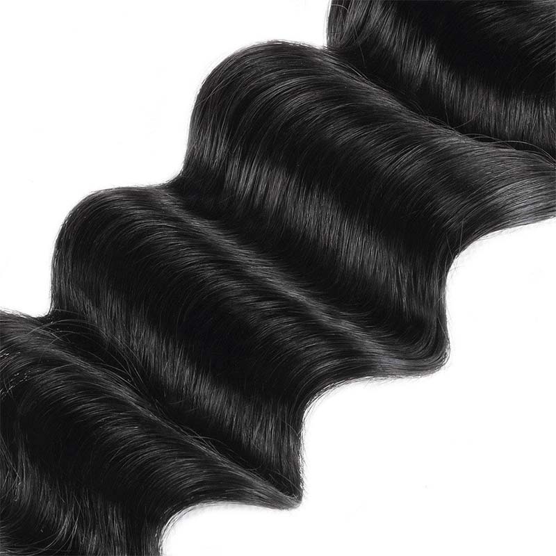 Brazilian Loose Deep Wave 3 Bundles With 13x4 Ear To Ear Lace Frontal Closure Ishow Hair - IshowHair