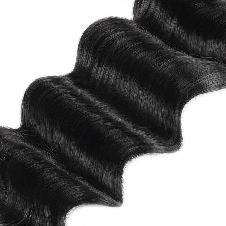 Peruvian Hair Bundles with Frontal Loose Deep Wave Hair 3 Bundles with 13x4 Lace Front Closure