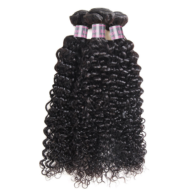 Curly Peruvian Human Hair Bundles in Natural Black, Soft and Tangle-Free