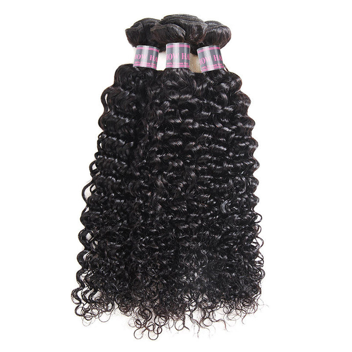 Curly Peruvian Human Hair Bundles in Natural Black, Soft and Tangle-Free