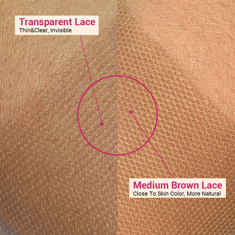 Comparsion with Medium Brown Lace and Transparent Lace