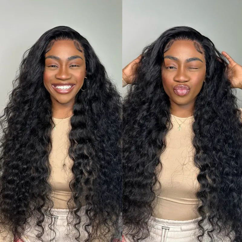 Peruvian Hair Bundles with Frontal Loose Deep Wave Hair 3 Bundles with 13x4 Lace Front Closure