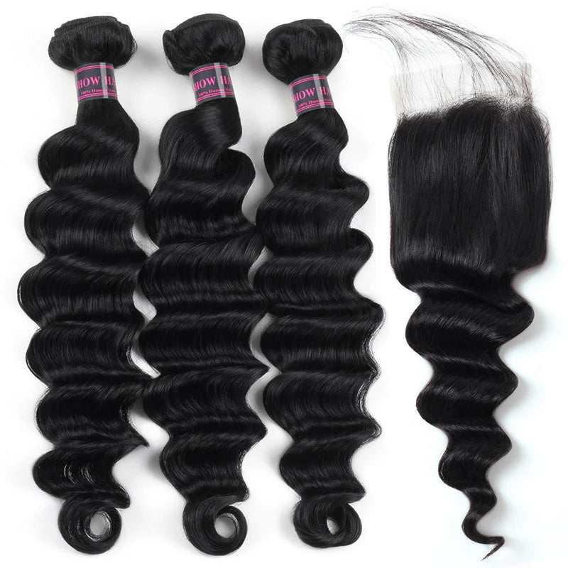 Body Wave Jet Black Hair Bundles With Matching 4X4 Lace Closure for Versatile Styling