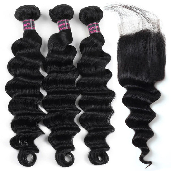 Body Wave Jet Black Hair Bundles With Matching 4X4 Lace Closure for Versatile Styling