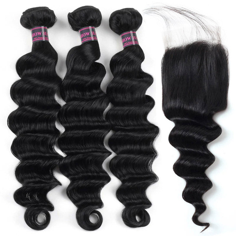 Body Wave Jet Black Hair Bundles With Matching 4X4 Lace Closure for Versatile Styling