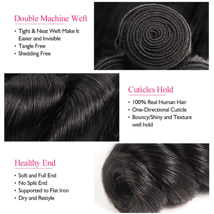 Ishow Peruvian Loose Wave Hair 3 Bundles 100% Virgin Human Hair Weaves