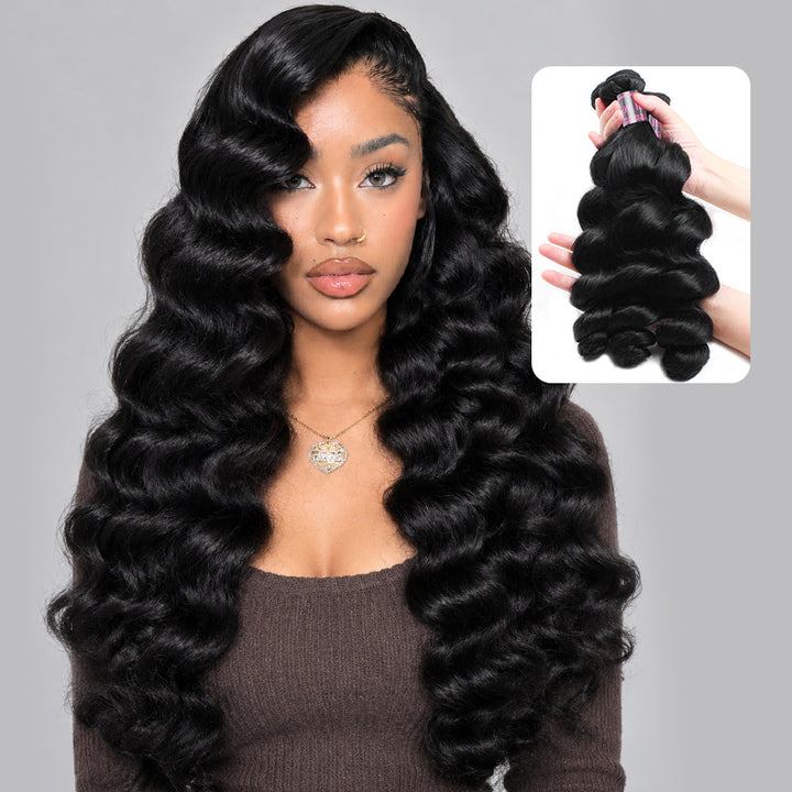 A Women Wearing Loose Wave Human Hair Bundles, Feature With Silky Texture And Healthy End