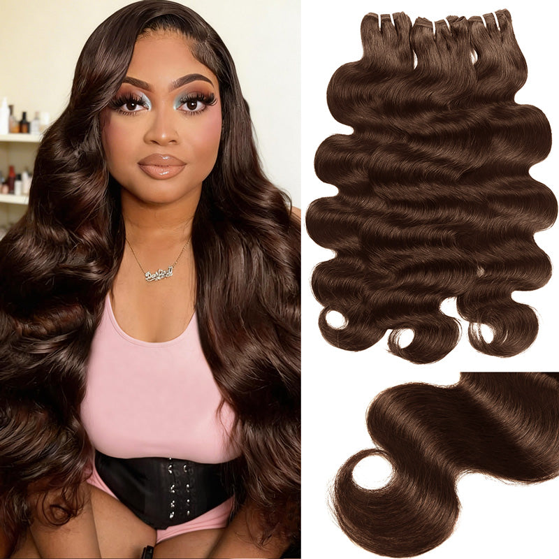 Woman With Long Natural Brown Color Body Wave Hair Inside Room Background