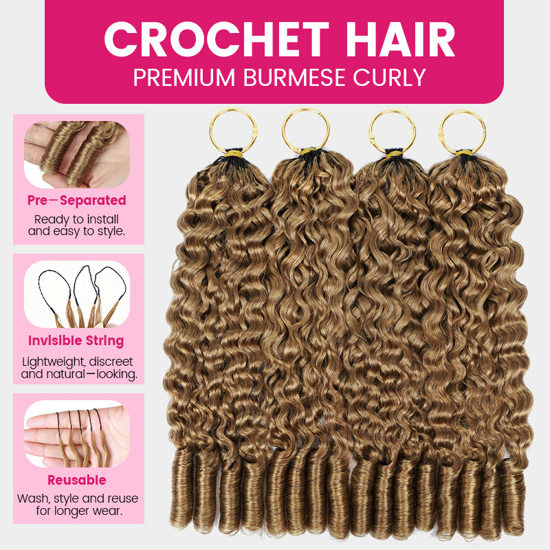 Premium Burmese Curly Crochet Hair, It Is Reusable For Longer Time