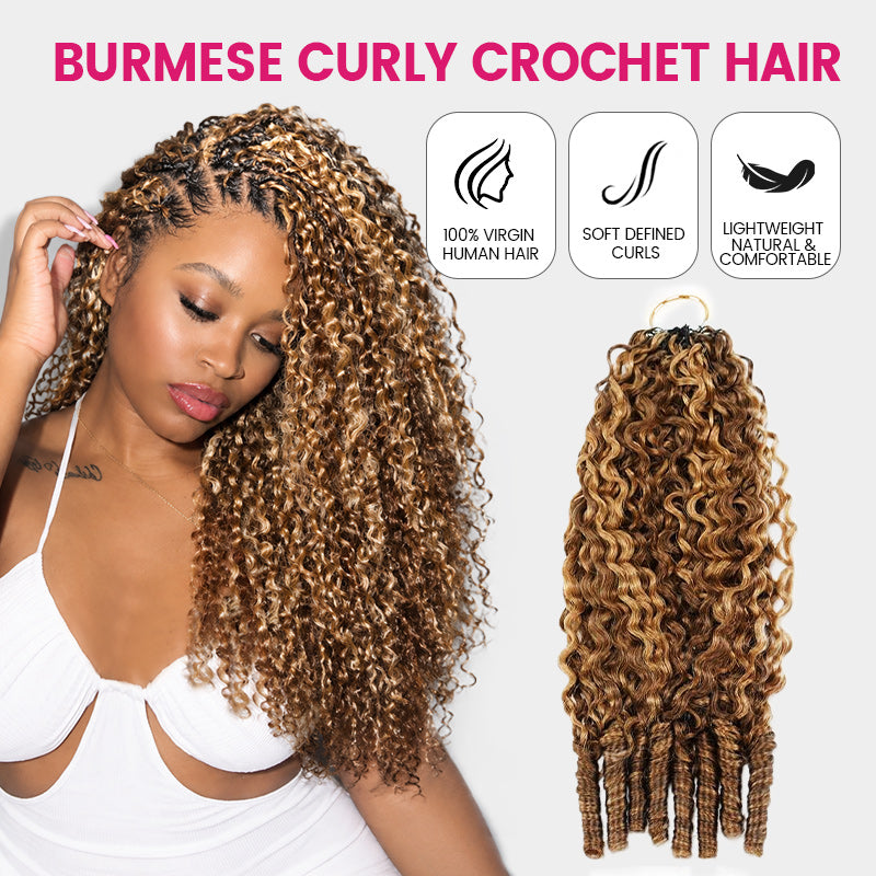Model Presenting Pre-Separated Burmese Curly Hair