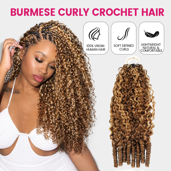 Model Presenting Pre-Separated Burmese Curly Hair
