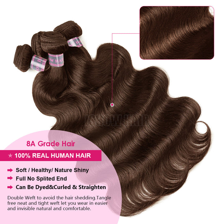 Showing Details Of Ishow Hair Brown Color Body Wave Human Hair Bundles