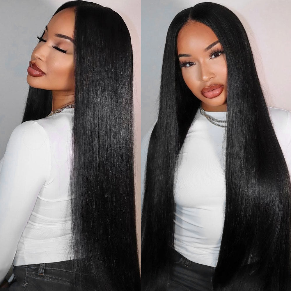 A Women Wearing 12A Grade Hight Quality Staight Human Hair Bundle
