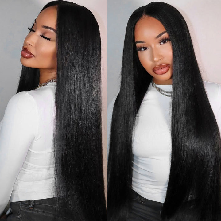 A Women Wearing 12A Grade Hight Quality Staight Human Hair Bundle