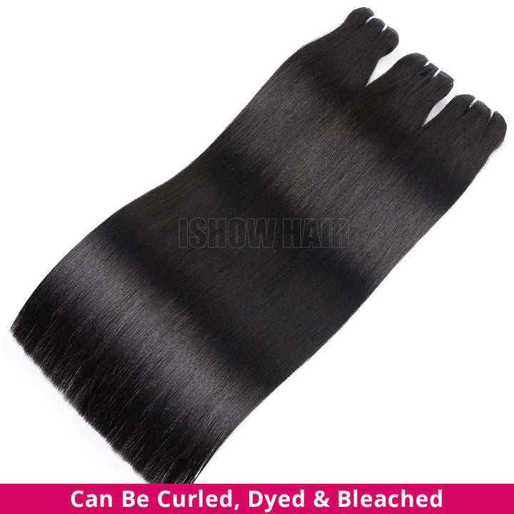 12A Grade Straight Human Hair Bundles Can Be Curled, Byed & Bleached.