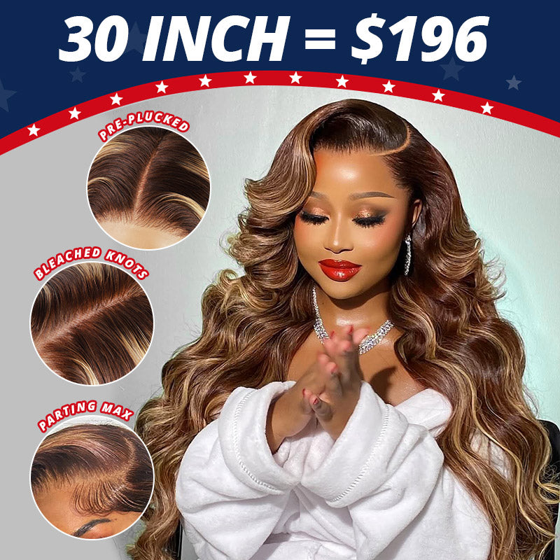 30 Inch P4/27 Honey Blonde Highlights Glueless Lace Front Wig Model