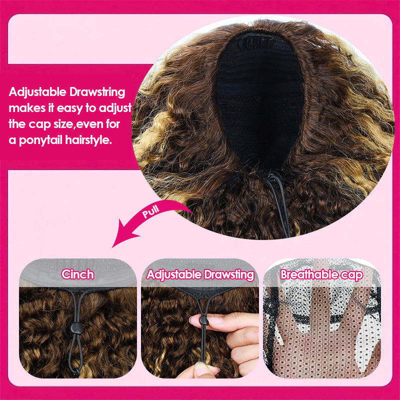 It Shows The Adjustable Drawstring Of Wig, It Makes It Easy To Adjust The Cap Size.