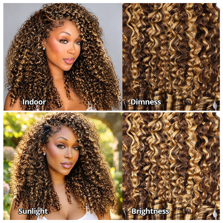 Ishow Hair 2x6 Closure With Human Hair Bundles P4/27 Color Burmese Curly Hair Weave With Deep Part Closure