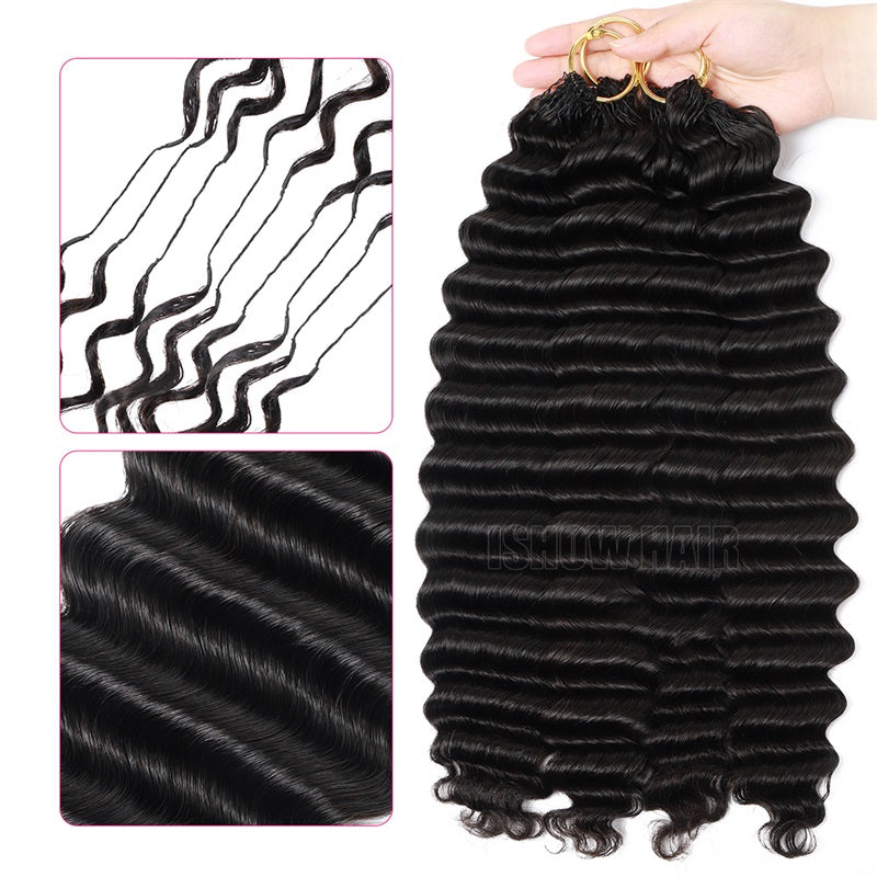 Showing Real Look Of Ishow Hair Deep Wave Crochet Human Hair Bundles