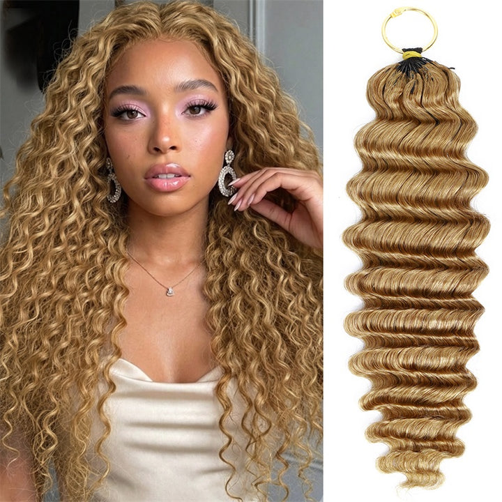 Ishow Crochet Extension Human Hair Deep Wave Feather Crochet Hair #27 Blonde Color Protective Hairstyle
