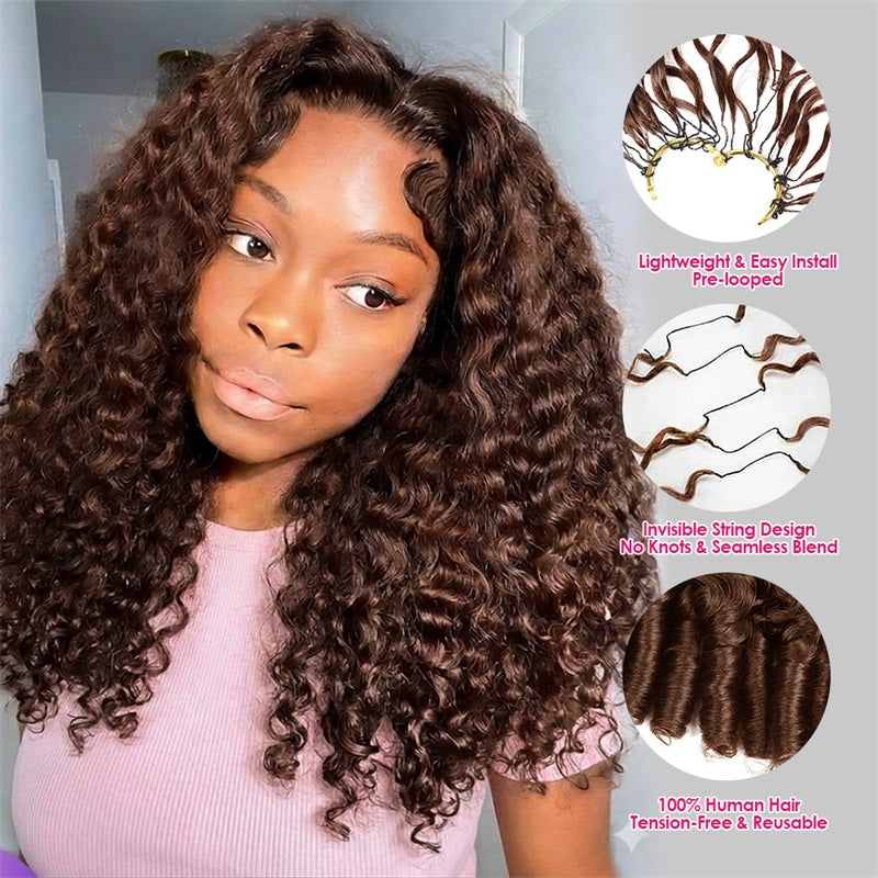 Woman With Burmese Curly And Crochet Hair Details Displayed On A Gray Background