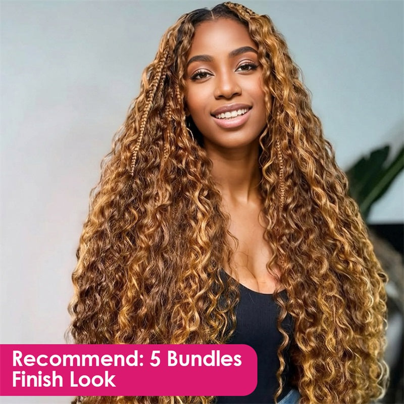 Showing The Finish Look Of Wearing 5 Bundles Feather Crochet Hair