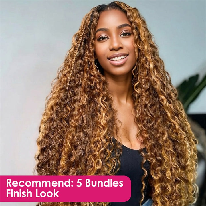 Showing The Finish Look Of Wearing 5 Bundles Feather Crochet Hair