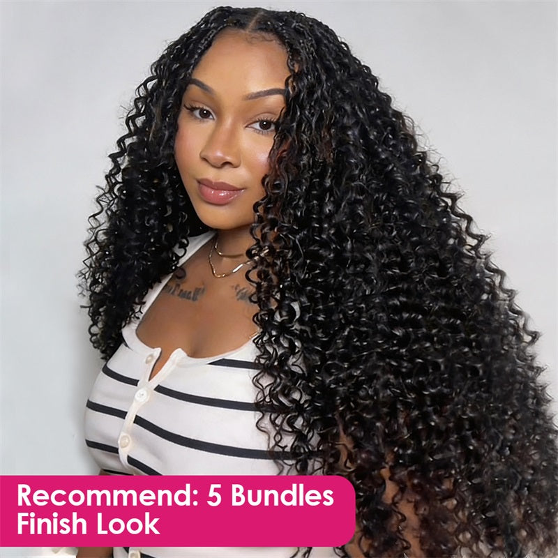 Model Presenting Finish Look Of 5 Packs Deep Wave Crochet Hair 