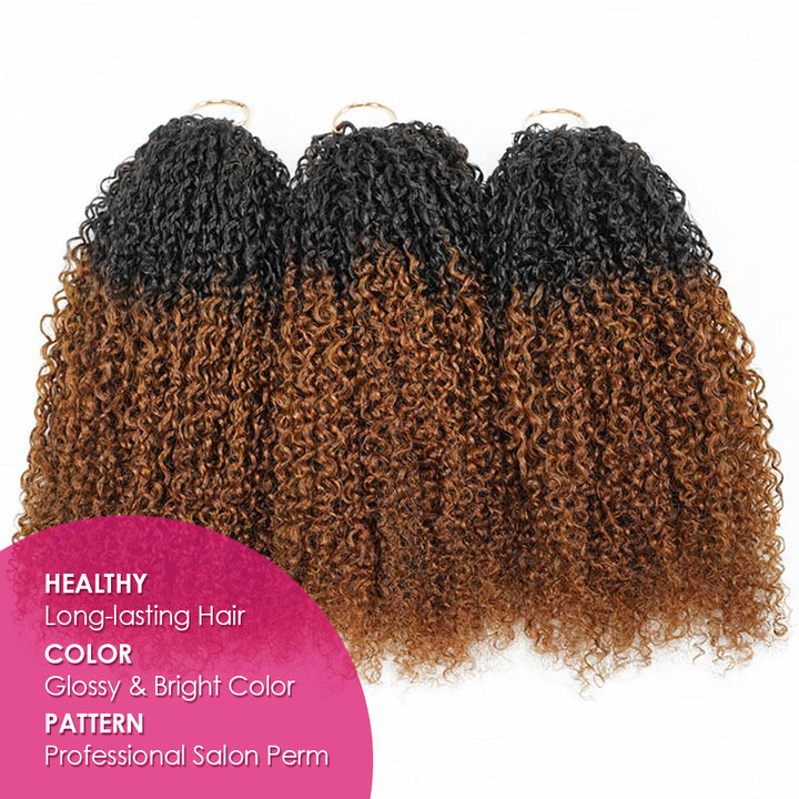 Three Bundles Of Ombre Hair Extensions With Black To Brown Gradient On A White Background.