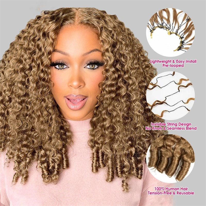 Woman With Burmese Curly Hair And Insets Showing Hair Extensions Details