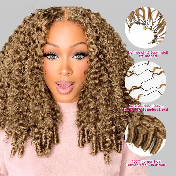Woman With Burmese Curly Hair And Insets Showing Hair Extensions Details