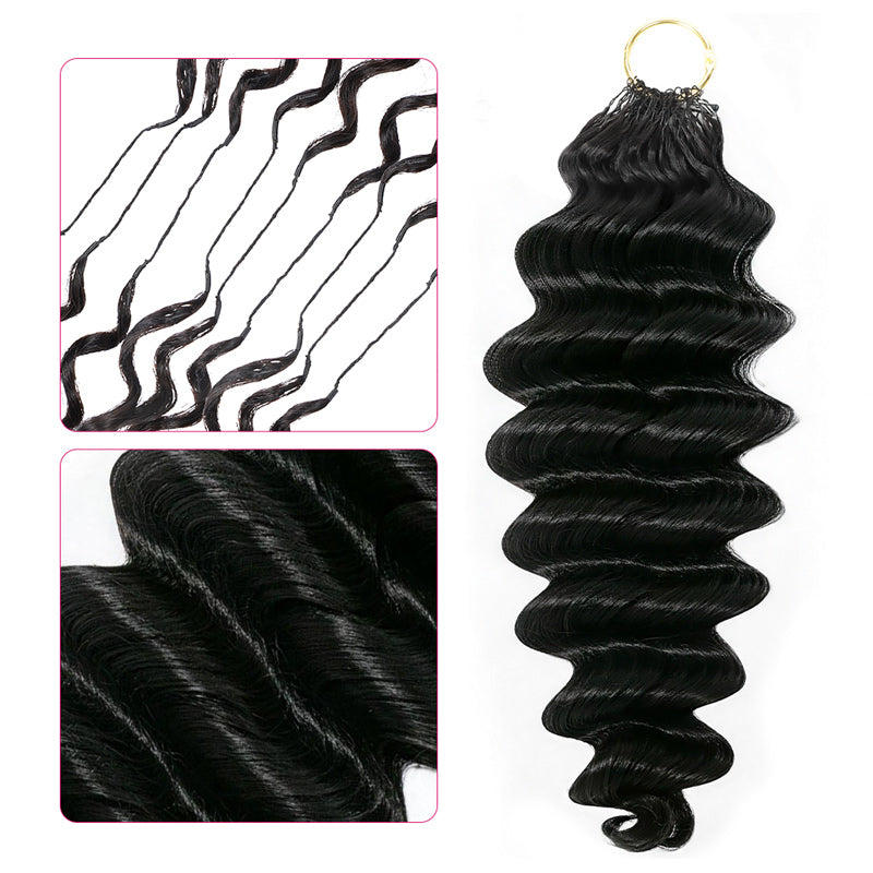Crochet Hair Extensions With Close-Up Details On A White Background