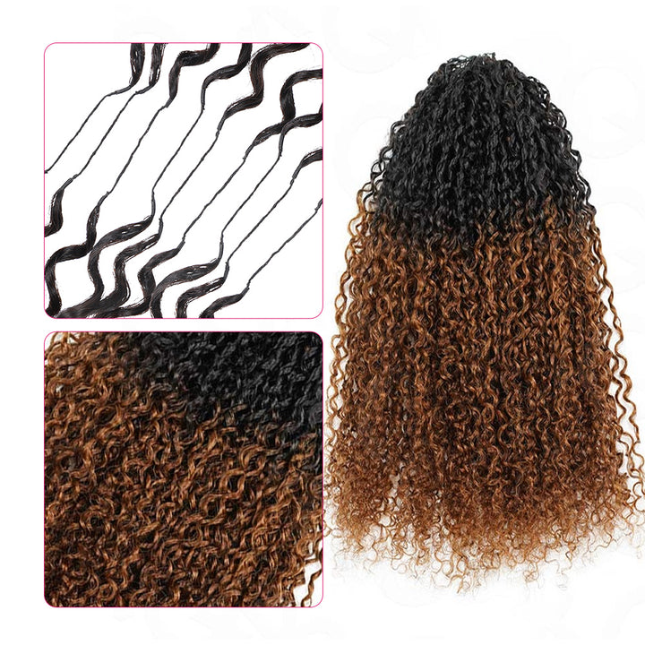 Ombre Curly Hair Extension With Close-Up Details On A White Background