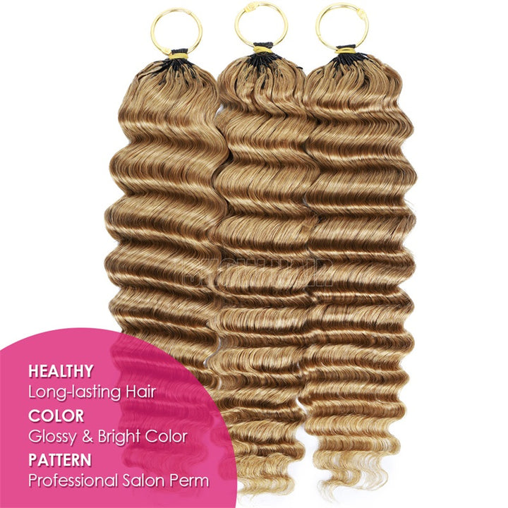 Ishow Crochet Extension Human Hair Deep Wave Feather Crochet Hair #27 Blonde Color Protective Hairstyle