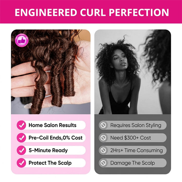 Advertisement For Hair Product With Text 'engineered Curl Perfection' And It's Advantages