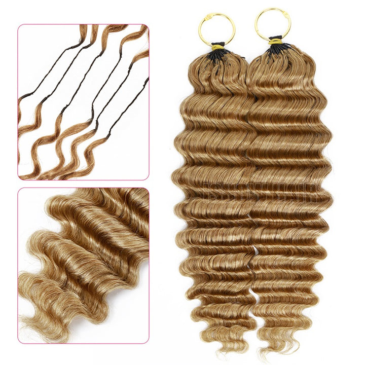 Ishow Crochet Extension Human Hair Deep Wave Feather Crochet Hair #27 Blonde Color Protective Hairstyle