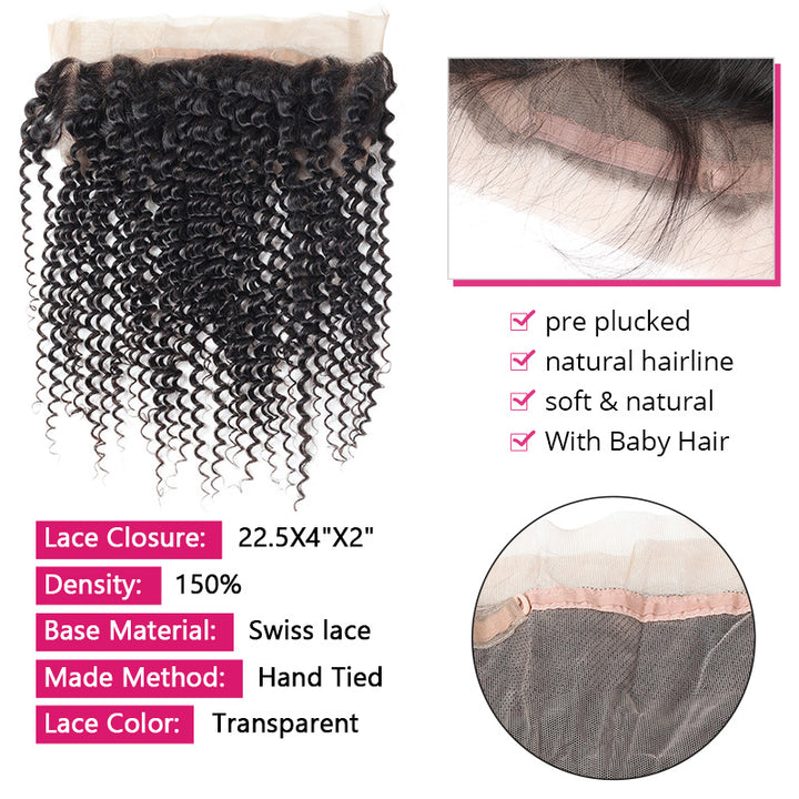 3 Bundles With 360 Lace Frontal Ishow 100% Remy Virgin Human Hair Weave Bundles Brazilian Curly Wave With Baby Hair - IshowVirginHair