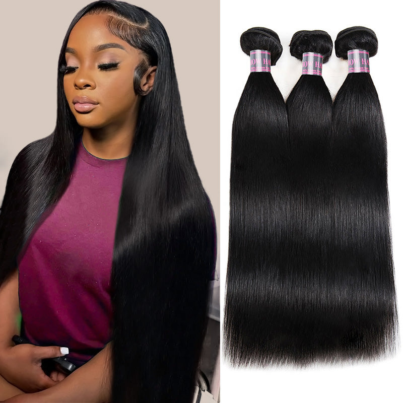 Model Presenting Ishow Hair 10a Human Hair Bundles