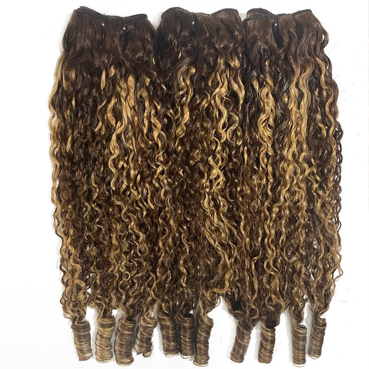 Three Bundles Of P4/27 Burmese Curly Human Hair Bundles