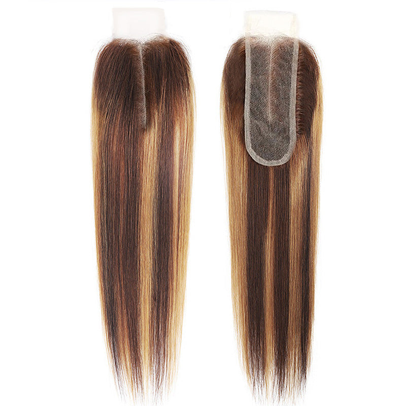 Showing Frontal And Back Part Of Ishow Hair P4/27 Straight 2x6 Lace Closure