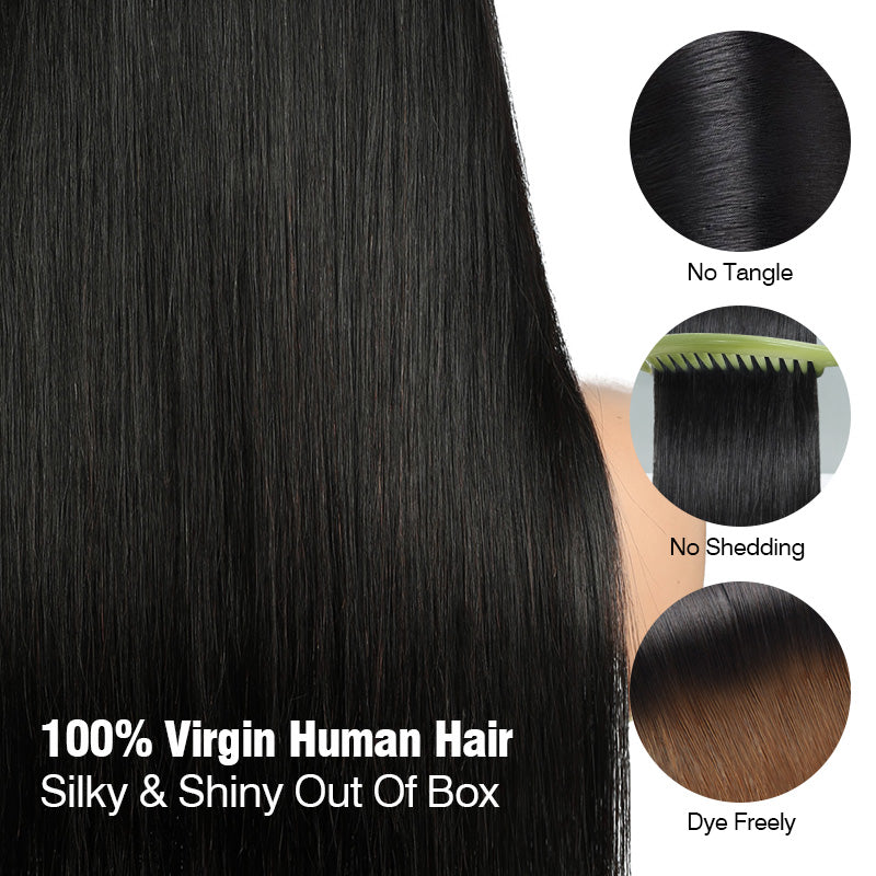 100% Virgin Human Hair Feature with No Tangle & No Shedding