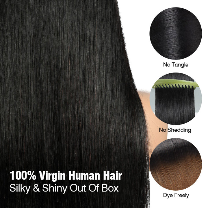 100% Virgin Human Hair Feature with No Tangle & No Shedding