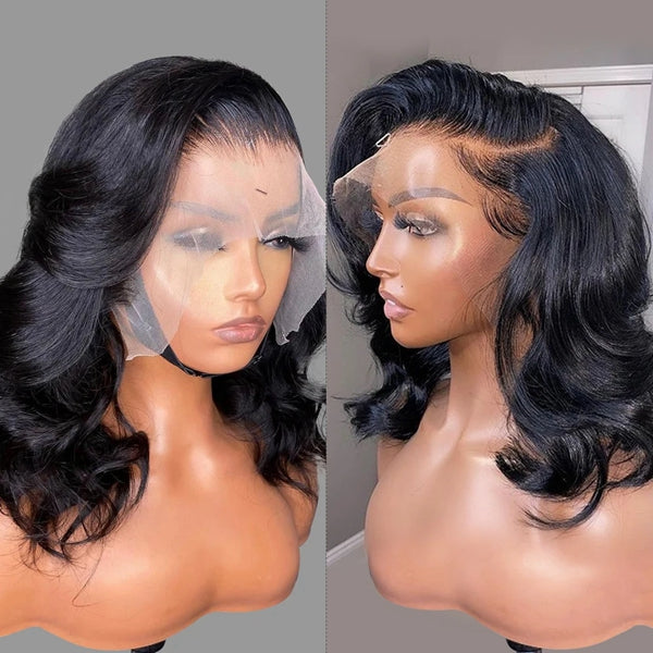Ishow Buy One Get Second 50% Off Deal Natural Black Body Wave Bob Wig 13x4 Lace Frontal Wig