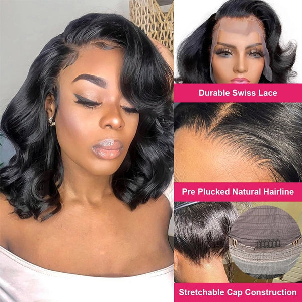 Ishow Buy One Get Second 50% Off Deal Natural Black Body Wave Bob Wig 13x4 Lace Frontal Wig