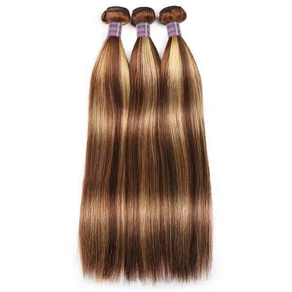 Ishow Honey Blonde Highlight Bundles Brazilian Straight Hair 3 Bundles Unprocessed Highlights Human Hair Weave P4/27
