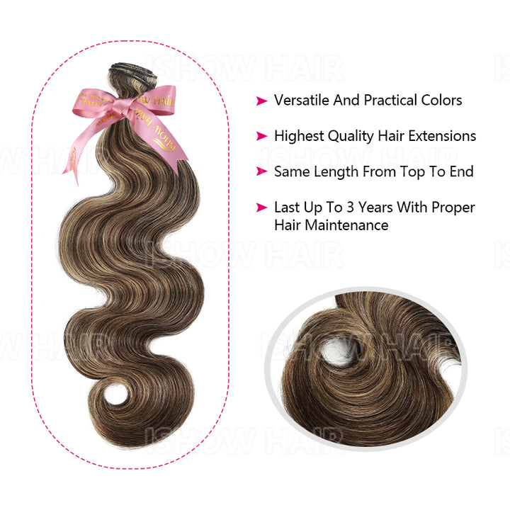 Ishow #P2/27 Premium Human Hair Bundles Gorgeous Highlight Bouncy Body Wave Hair 3 Bundles