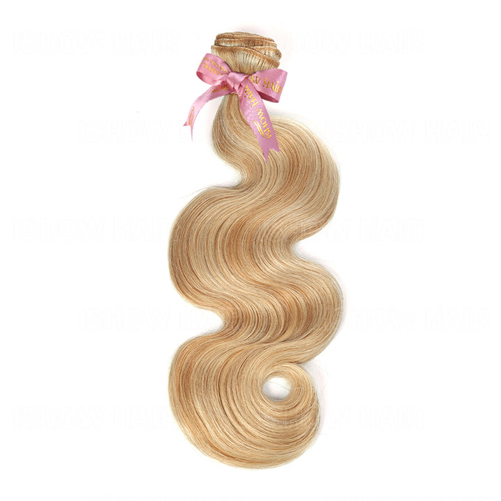 Ishow Body Wave Premium Human Hair Bundles #P27/613 Honey Blonde Highlight Hair Weaving 3 Bundles Unprocessed Raw Hair