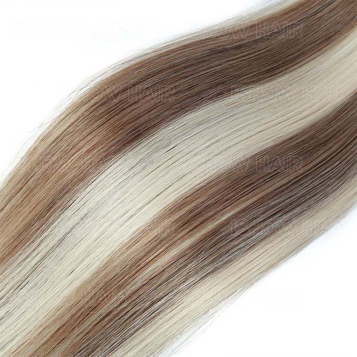 Ishow Straight Bulk Human Hair For Braiding #P8/60 High End Extensions Ash Brown With Platinum Blonde Highlights