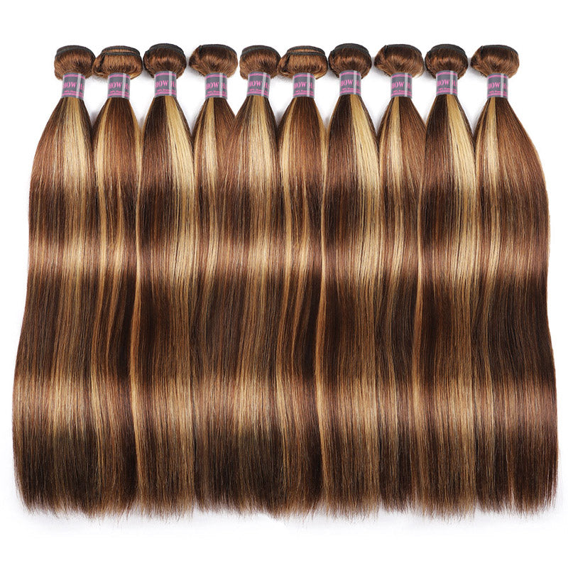 Ishow Wholesale Package Deal P4/27 Highlight Human Hair Bundles Body Wave/Straight Hair/Loose Deep Wave Factory Price Honey Blonde Bundles 10 Pcs